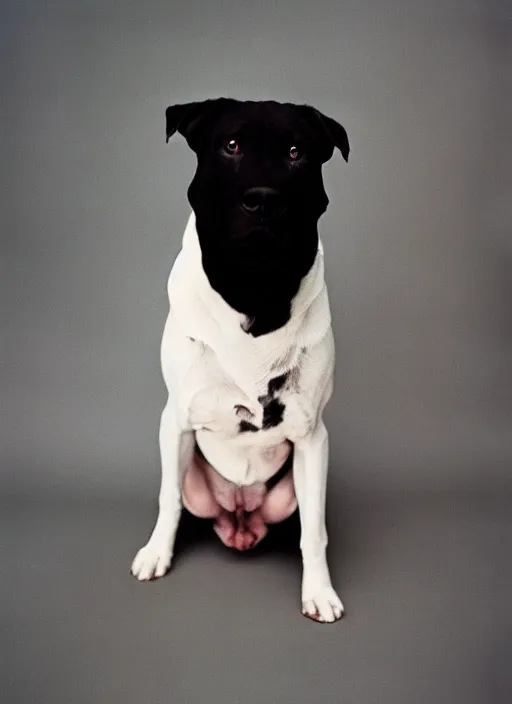 Prompt: a lumpy dog, body like a cloud, black, mutt, pitt, lab, photorealistic leica s photograph, kodachrome, psychedelic, platon