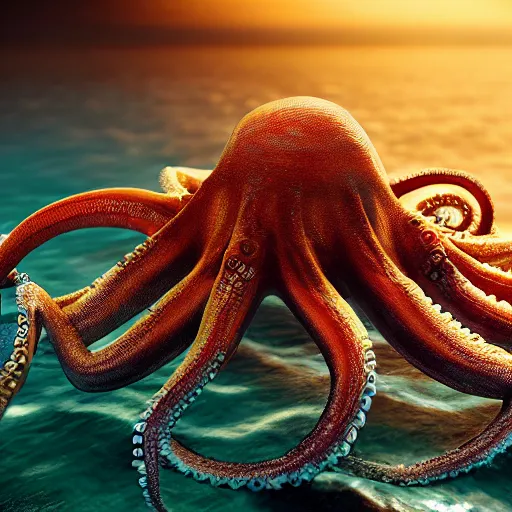 Image similar to A octopus in the ocean centered-photograph film still, dynamic action pose, National Geographic, insane detail, intricate, highly detailed, Zeiss Lens, DSLR photography, smooth, sharp focus, Unreal Engine 5, Octane Render, Redshift, 4k