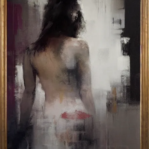 Image similar to abstract painting of woman by jeremy mann