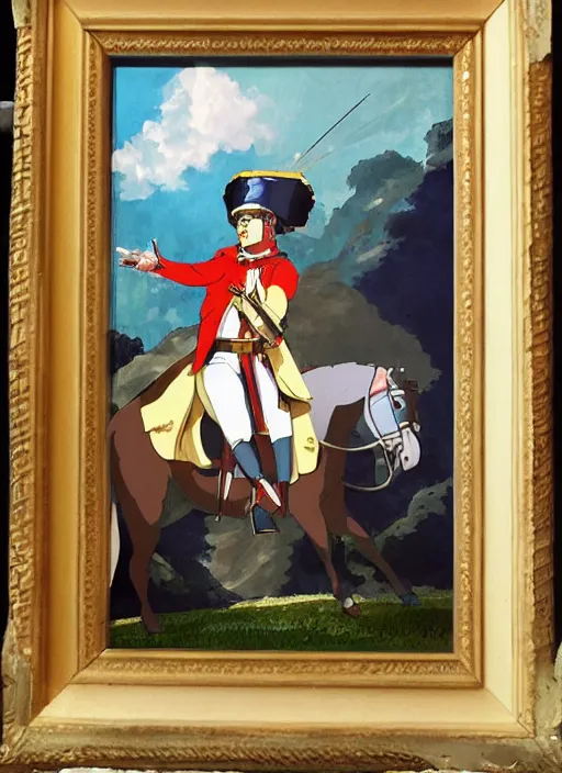 Image similar to napoleon bonaparte painting in studio ghibli style