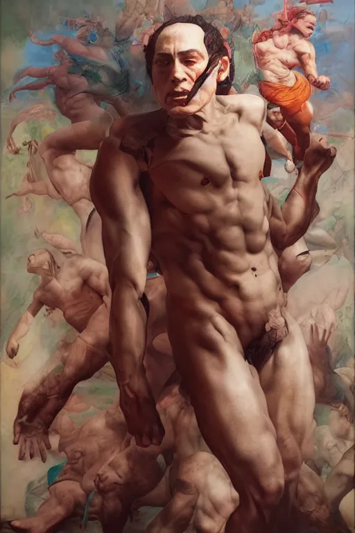 Image similar to by david lachapelle, by michelangelo, by ross tran, by lucian freud, by frank frazetta, by Ruan Jia, by Mandy Jurgens