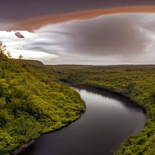 Image similar to a river being swallowed by day and night at the same time