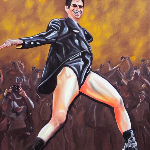 Image similar to detailed painting of nathan fielder as beyonce on the superbowl, sharp high quality