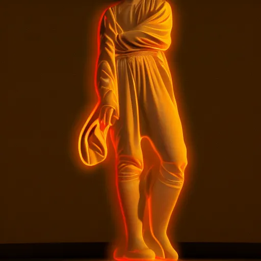 Image similar to renaissance statue digital art, neon light, 3 d render