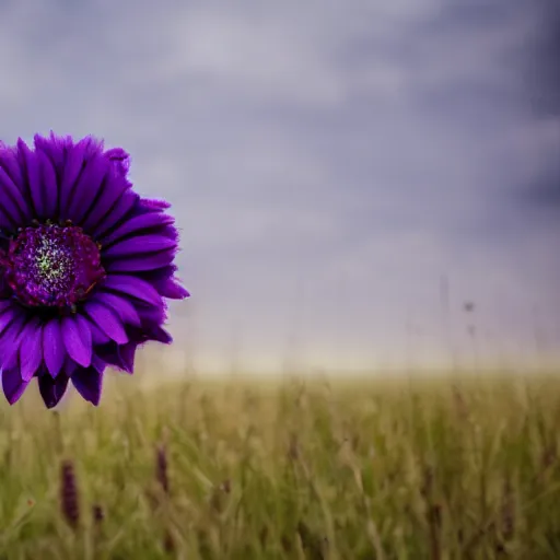 Prompt: purple flower in a dead field, all alone, 4k, cinematic,