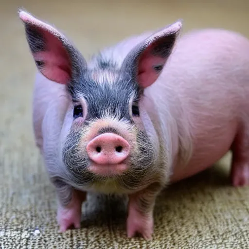 Image similar to half miniature pig, half bunny, baby animal, cute, fluffy, adorable