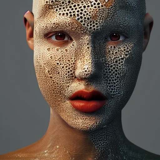 Image similar to trypophobia as a person, trending on artstation, artstation portrait!!!!!, cgsociety contest winner, 4 k photorealism, 4 k quality