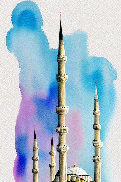 Image similar to minimalist watercolor splash ink art of istanbul