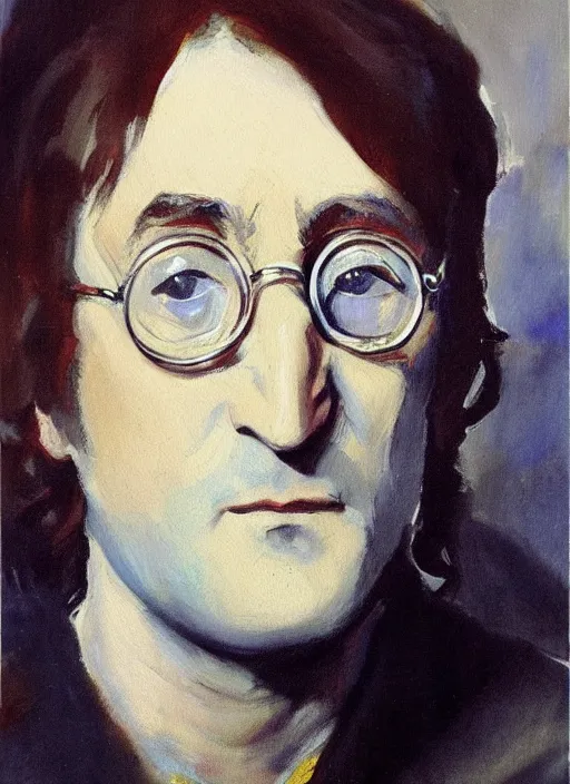 Image similar to portrait painting of john lennon by john singer sargent