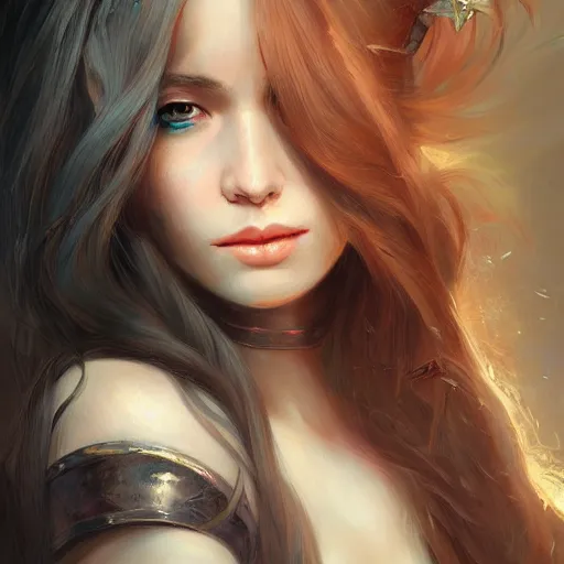 Image similar to a painting of a women with long hair, a detailed painting by ross tran, featured on cgsociety, fantasy art, detailed painting, deviantart, deviantart hd