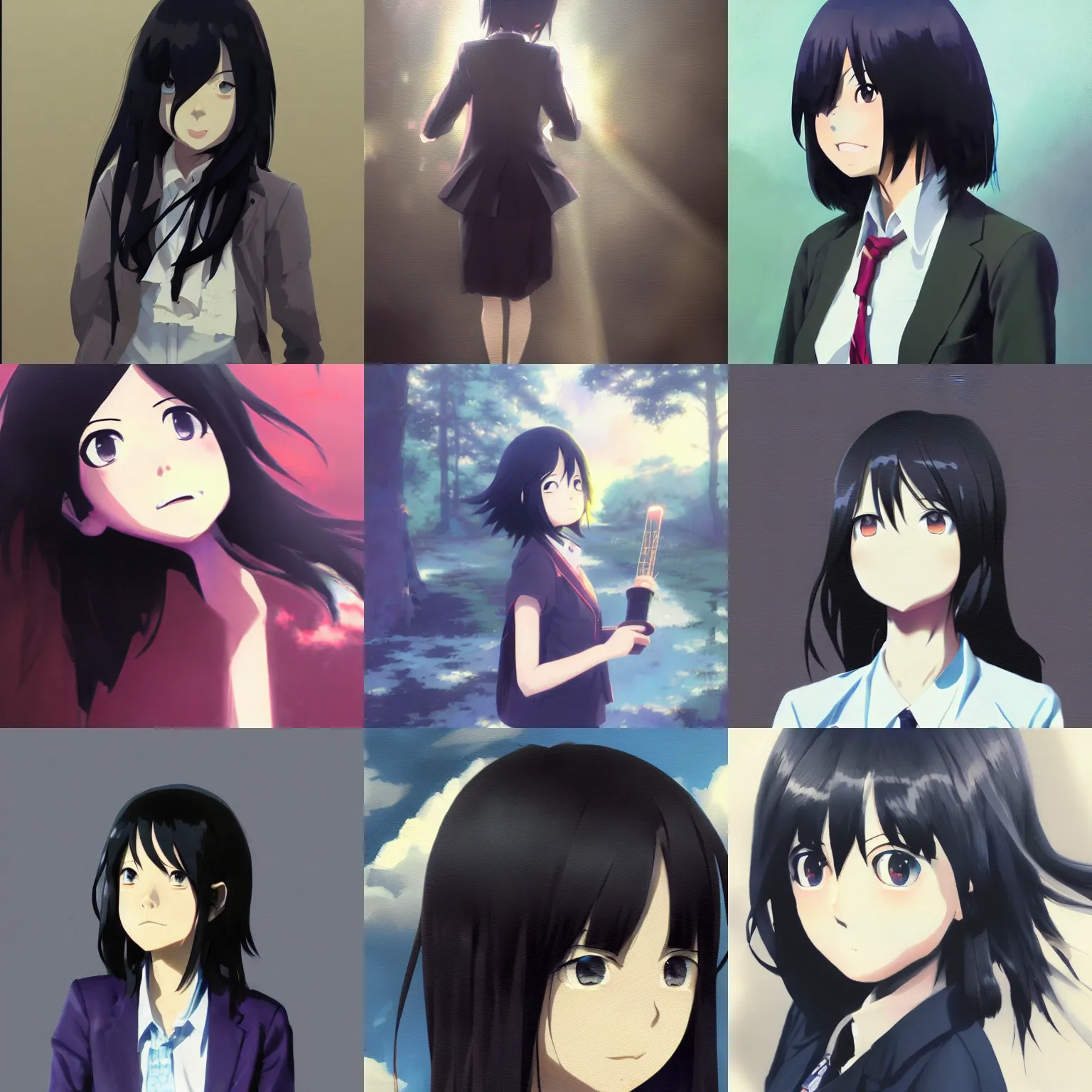 Prompt: tomoko kuroki watamote portrait by greg rutkowski makoto shinkai kyoto animation ultrahd award winning