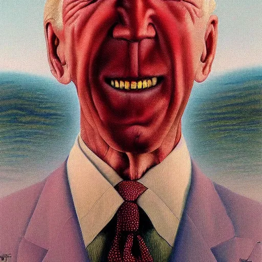 Prompt: surreal painting of Joe Biden!!!!!!! by Odd Nordrum!!!!!!! and Zdzisław Beksiński