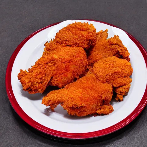 Prompt: fried chicken red hd crispy