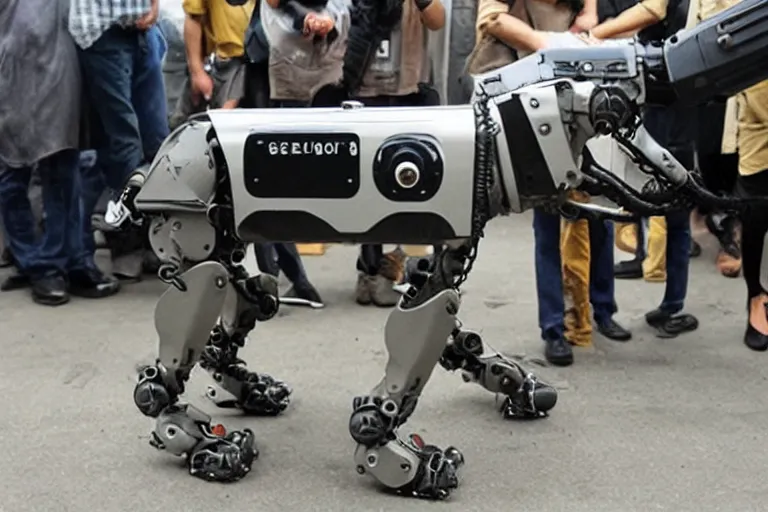 Image similar to terror dog, streamlined industrial robotic guard dog for security and crowd control, unfriendly, vicious, powerful, brutish