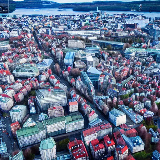 Prompt: aerial footage of oslo norway google maps trending on artstation