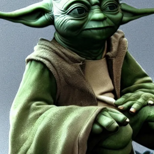 Image similar to yoda sitting on toilett