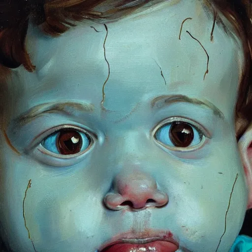 Image similar to high quality high detail painting by lucian freud and jenny saville, hd, happy, cute, turquoise