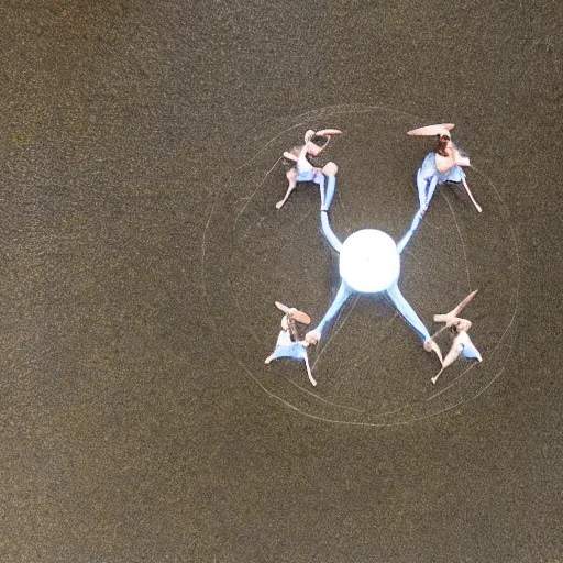 Prompt: shot from drone, real life, summoning, ritual, by greg rutkowksi