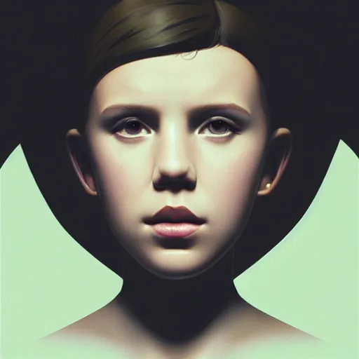Image similar to Millie Bobby Brown profile picture by Greg Rutkowski, James Turrell, Terry Pastor, and Steven Meisel, asymmetrical, Organic Painting , Matte Painting, geometric shapes, hard edges, street art, trending on the artstation:2 by Sachin Teng:4
