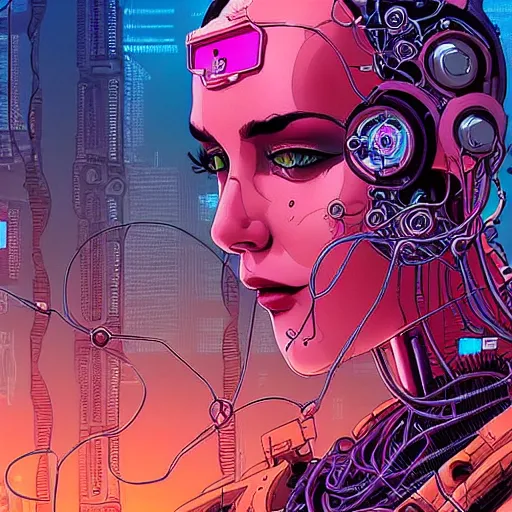 Prompt: a portrait of a beautiful cybernetic woman, cigarette in mouth, wires, cyberpunk concept art by josan gonzales and philippe druillet and dan mumford and enki bilal and jean claude meziere