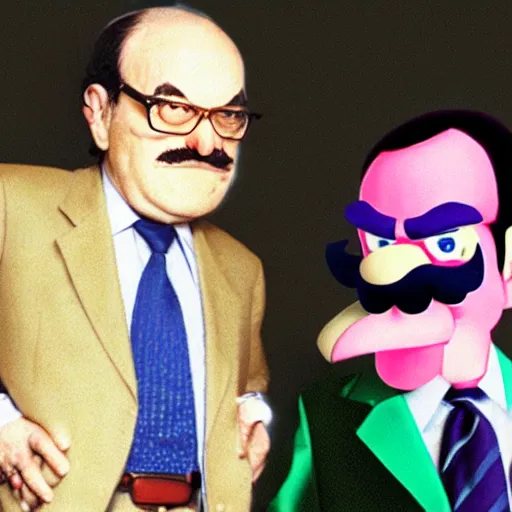 Image similar to president waluigi with vice - president wario, real, photograph, photo, color