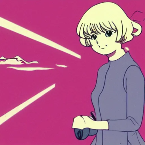 Prompt: still of France Gall in a 1960s anime, cel animation, in the style of Takahashi Macoto, very detailed, trending on tumblr