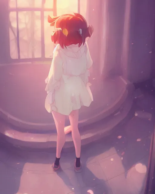 Image similar to a girl cosplaying as sleepytime tea, adorable outfit, full shot, atmospheric lighting, perfectly shaded body, detailed face, by makoto shinkai, stanley artgerm lau, wlop, rossdraws