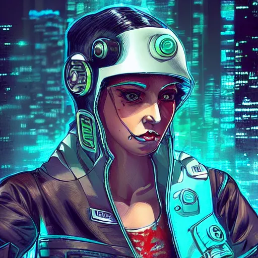 Image similar to a cyberpunk woman, there is a TV covering her head that she wears as a helmet, digital art, trending on artstation