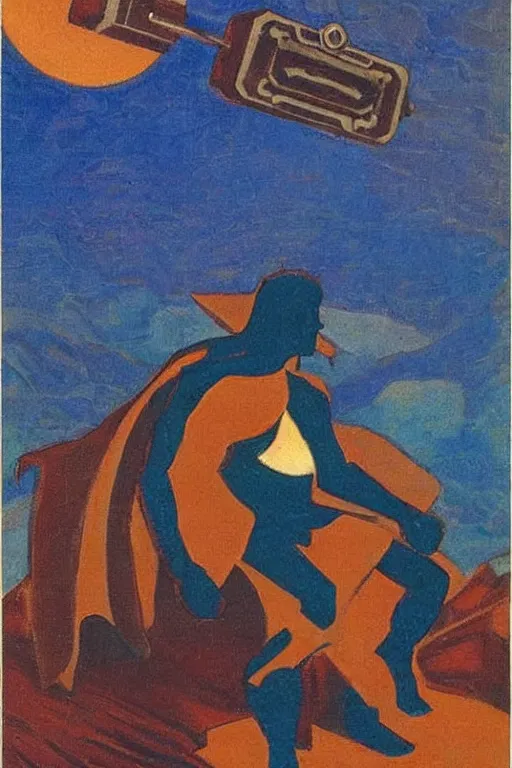 Image similar to thor, marvel, artwork by nicholas roerich,