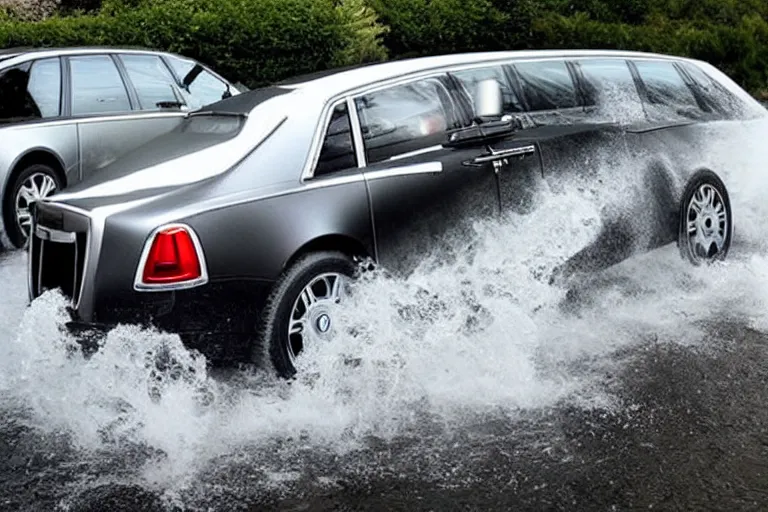 Image similar to stoned teenagers decided to drown Rolls-Royce