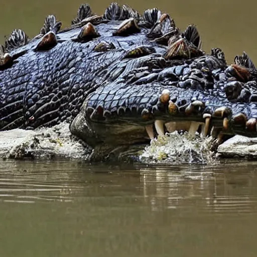 Image similar to Full body photo of a crocodile with feathers