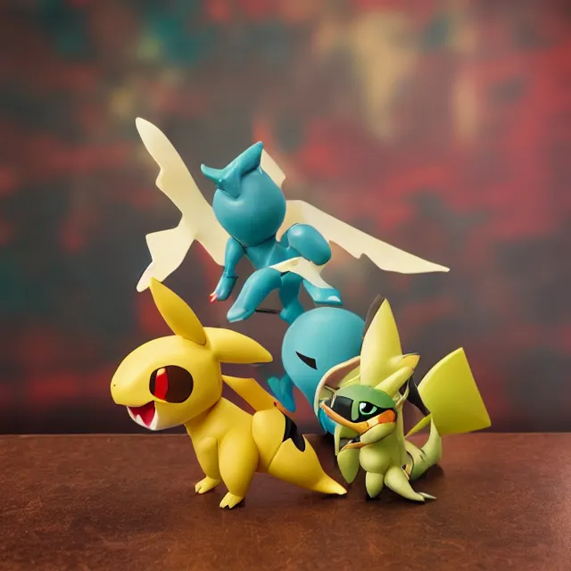 Image similar to stylized pokemon vinyl figure, figure photography, high details