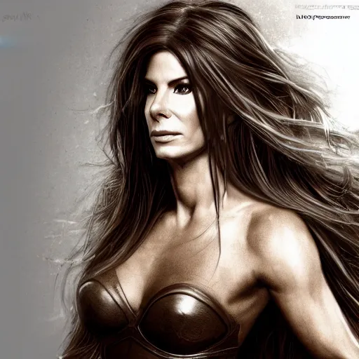 Image similar to hyperrealist portrait of sandra bullock as lady godiva, fantasy art, photo realistic, dynamic lighting, artstation, poster, volumetric lighting, very detailed faces, 4 k, award winning