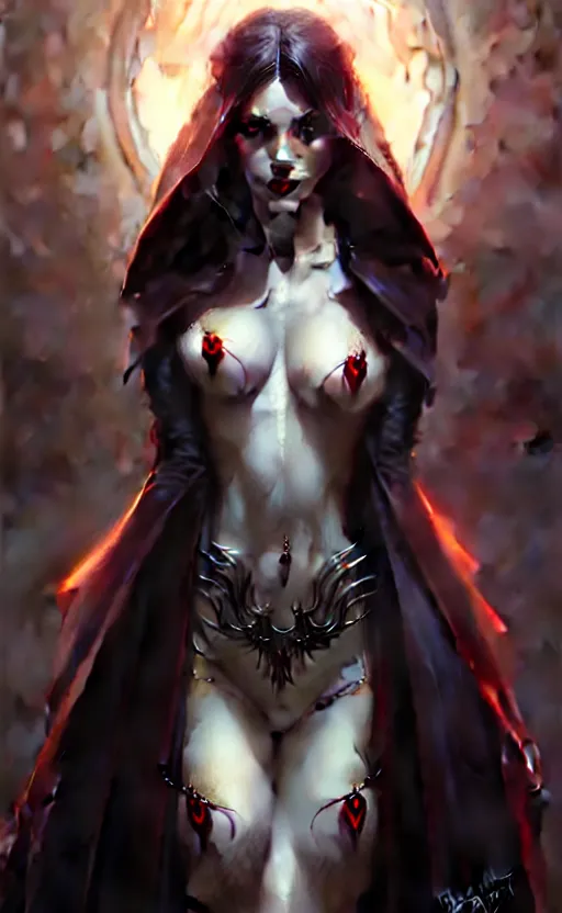 Image similar to desirable Vampire woman, fantasy, intricate, elegant, highly detailed, digital painting, artstation, concept art, matte, sharp focus, illustration, art by artgerm and Greg Rutkowski, dreadjim, zeen chin