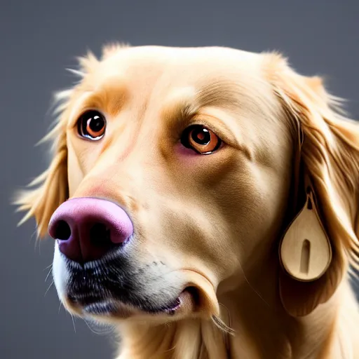 Prompt: Hybrid of a Golden Retriever and Peterbald, beautiful, sharp focus, ultra detailed, hyper realistic, photo, 8K