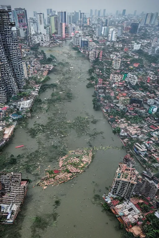 Image similar to jakarta is sinking, very high resolution images, with very fine details, with shots of the world's most famous photographers