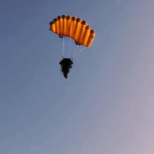 Image similar to a cat parachuting, professional photography