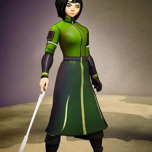 Image similar to toph beifong in fortnite, blind eyes, character render, full body shot, highly detailed, in game render