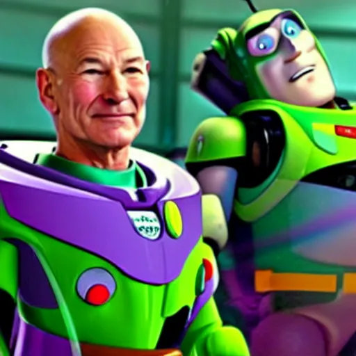 Image similar to patrick stewart as the real buzz lightyear