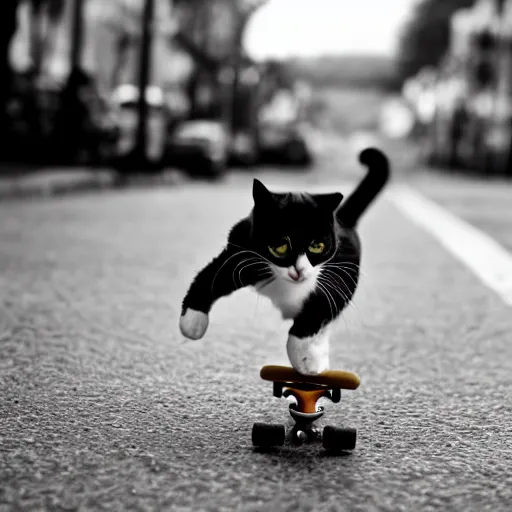 Image similar to a cat on a skateboard