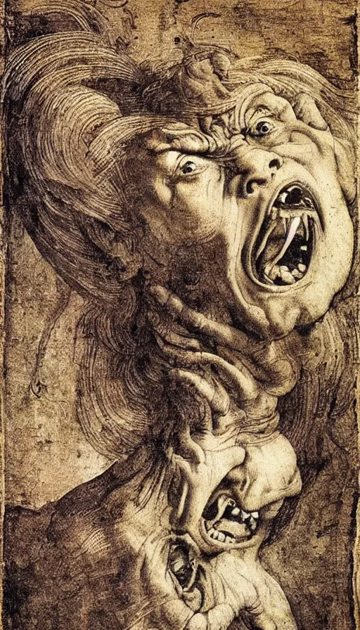 Image similar to rage, by leonardo da vinci