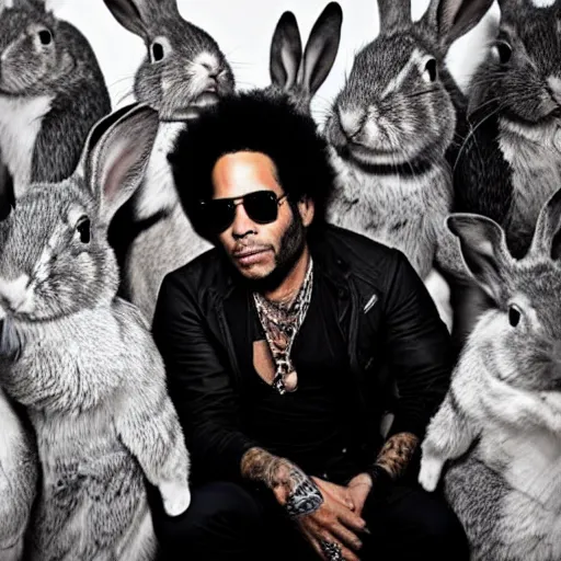 Image similar to photo of lenny kravitz and his amazing rabbits