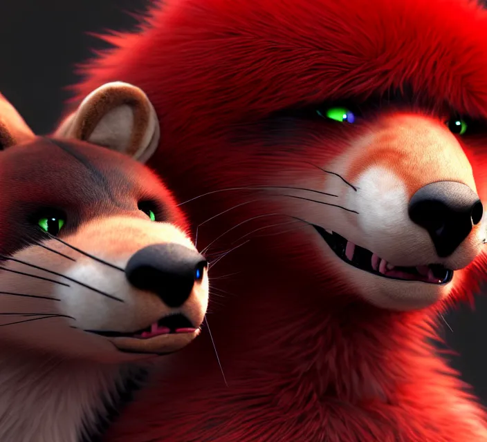 Image similar to furry - male - red - black - weasel - geistcaller - fursona uhd ue 5 visual novel pc game expressions, photorealistic