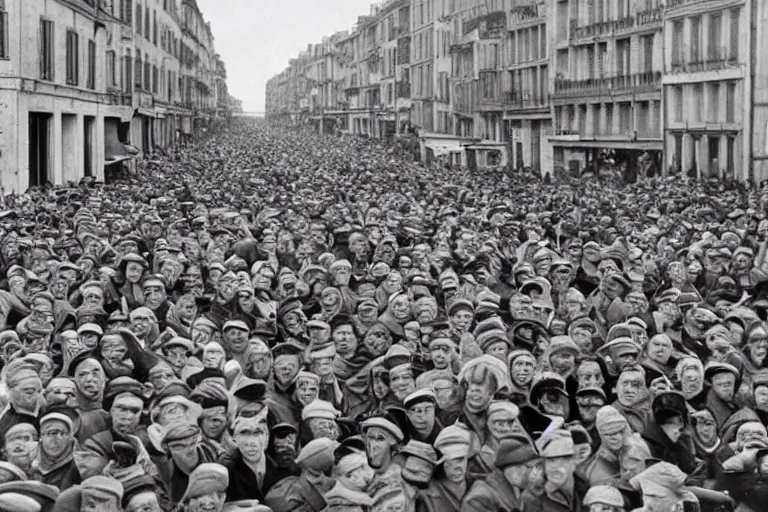 Image similar to Where's Waldo in 1940s france