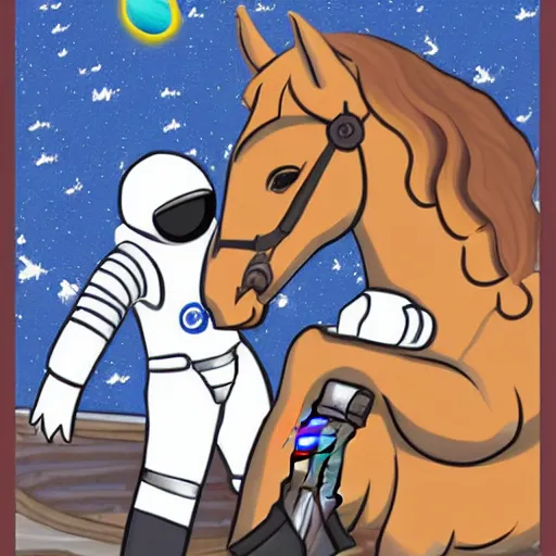 Image similar to horse hugging an astronaut