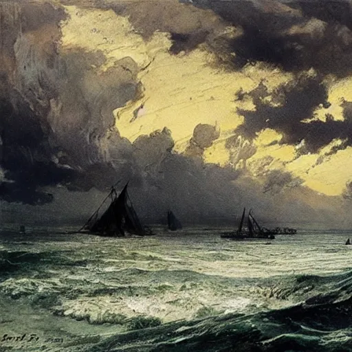 Prompt: art by peder balke, walter crane