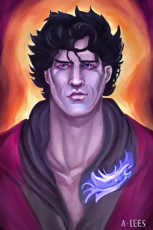 Image similar to an in game portrait of zagreus from hades, art by jen zee.