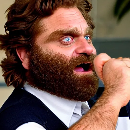 Image similar to zach galifianakis yells at a waiter textless meme template