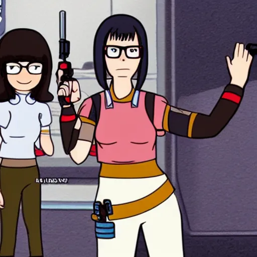 Image similar to Tina Belcher in the style of Star Wars: The Clone Wars (2008)