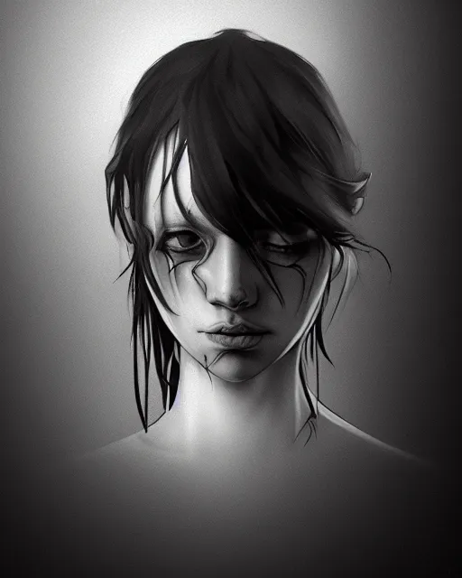 Prompt: a portrait of anguish, concept art, smooth, sharp focus, illustration